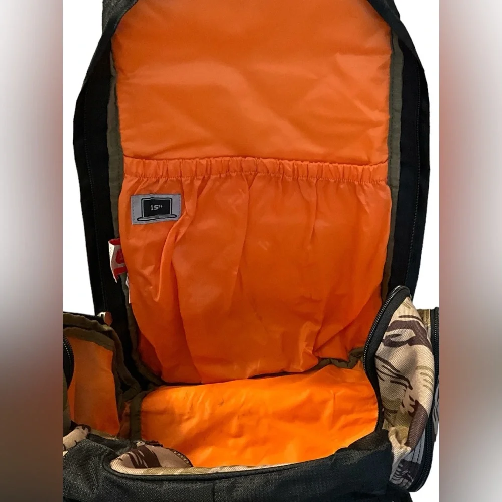 Burton Laptop Backpack in Tan, Olive & Black Camo
